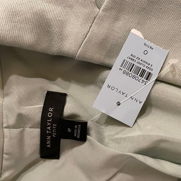 Ann Taylor Petite Linen Blend 2-piece Pant Suit in Aqua Grey NWT - Picture 3 of 7